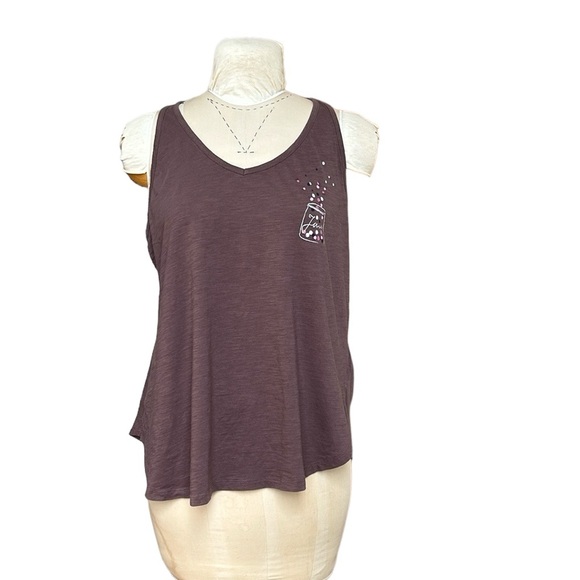 Ulla Popken “Jam” Asymmetrical Tank Top Racerback Brown XL(16/18) - Picture 3 of 13